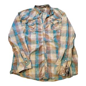 BKE Plaid Button-Down Shirt - Blue and Brown